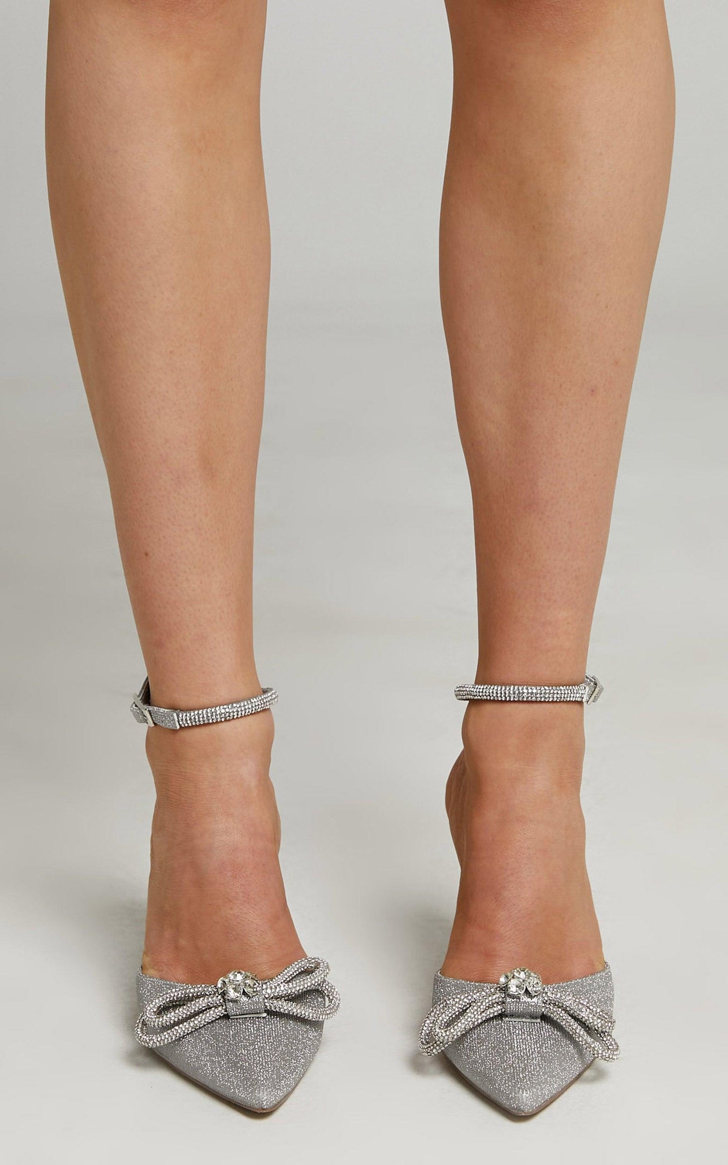 Valery Diamante Heels - Silver Glitter