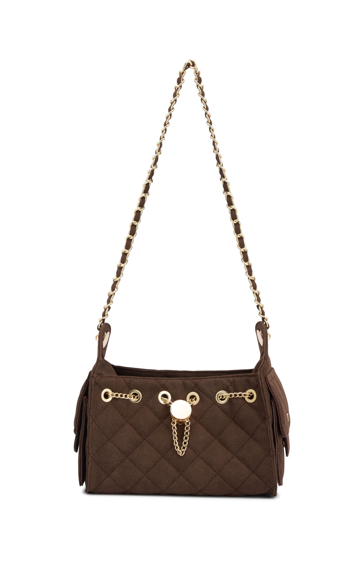 Staria Shoulder Bag Dark Chocolate Faux Suede